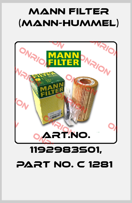 Art.No. 1192983S01, Part No. C 1281  Mann Filter (Mann-Hummel)