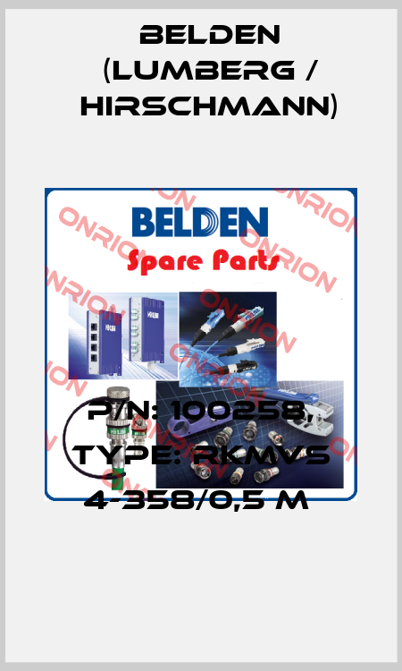 P/N: 100258, Type: RKMVS 4-358/0,5 M  Belden (Lumberg / Hirschmann)