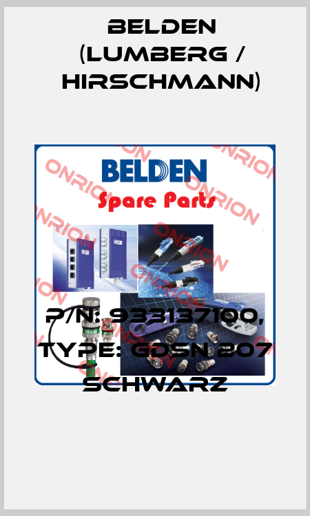 P/N: 933137100, Type: GDSN 207 schwarz Belden (Lumberg / Hirschmann)