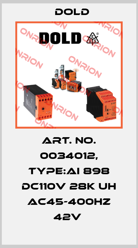 Art. No. 0034012, Type:AI 898 DC110V 28K UH AC45-400HZ 42V  Dold