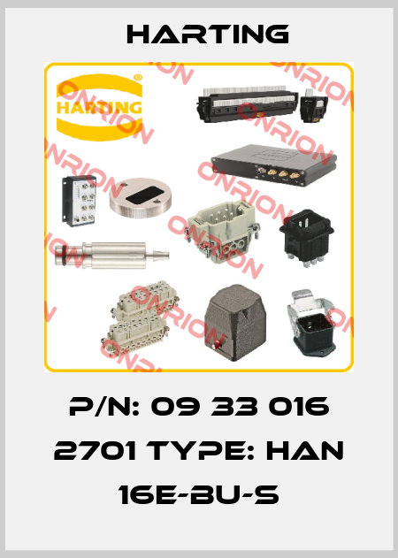 P/N: 09 33 016 2701 Type: Han 16E-bu-s Harting