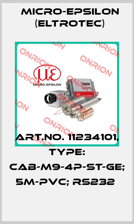 Art.No. 11234101, Type: CAB-M9-4P-St-ge; 5m-PVC; RS232  Micro-Epsilon (Eltrotec)