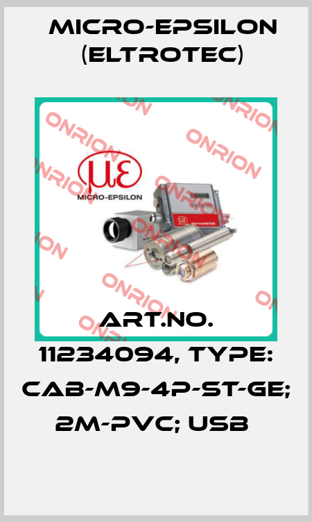 Art.No. 11234094, Type: CAB-M9-4P-St-ge; 2m-PVC; USB  Micro-Epsilon (Eltrotec)