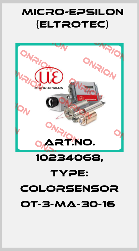 Art.No. 10234068, Type: colorSENSOR OT-3-MA-30-16  Micro-Epsilon (Eltrotec)