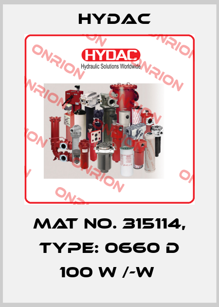 Mat No. 315114, Type: 0660 D 100 W /-W  Hydac
