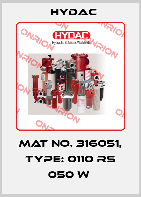 Mat No. 316051, Type: 0110 RS 050 W  Hydac