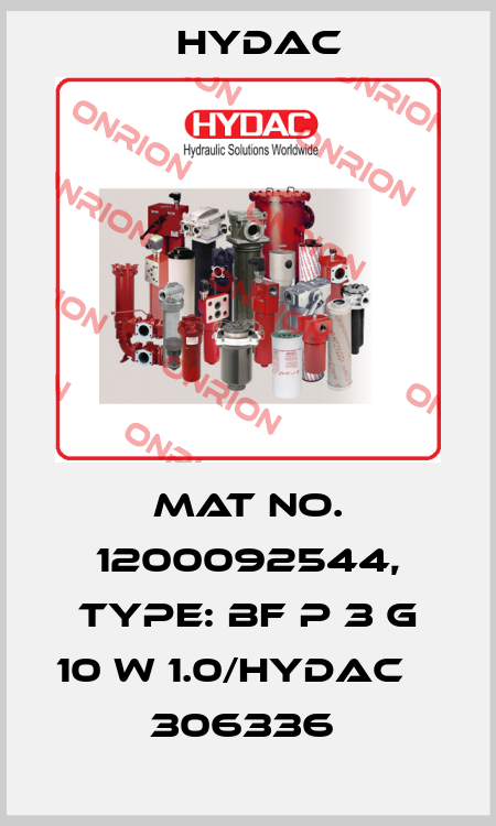 Mat No. 1200092544, Type: BF P 3 G 10 W 1.0/HYDAC                306336  Hydac