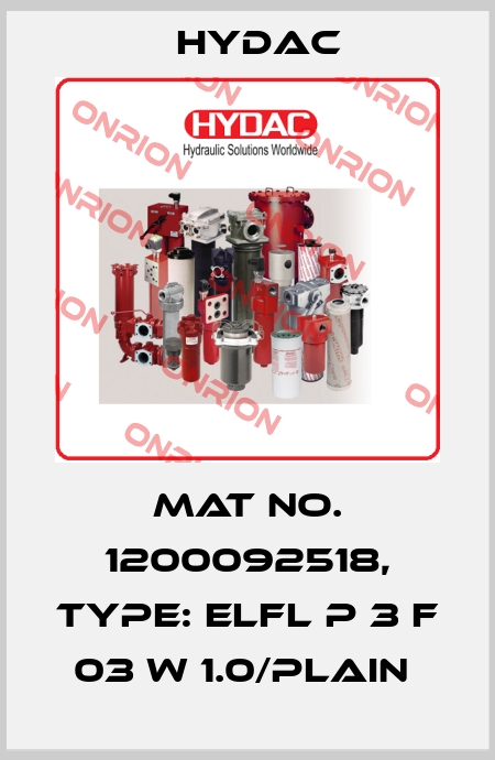 Mat No. 1200092518, Type: ELFL P 3 F 03 W 1.0/PLAIN  Hydac