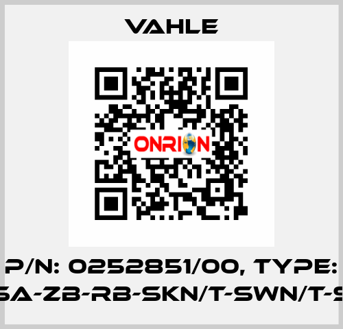 P/n: 0252851/00, Type: SA-ZB-RB-SKN/T-SWN/T-S Vahle