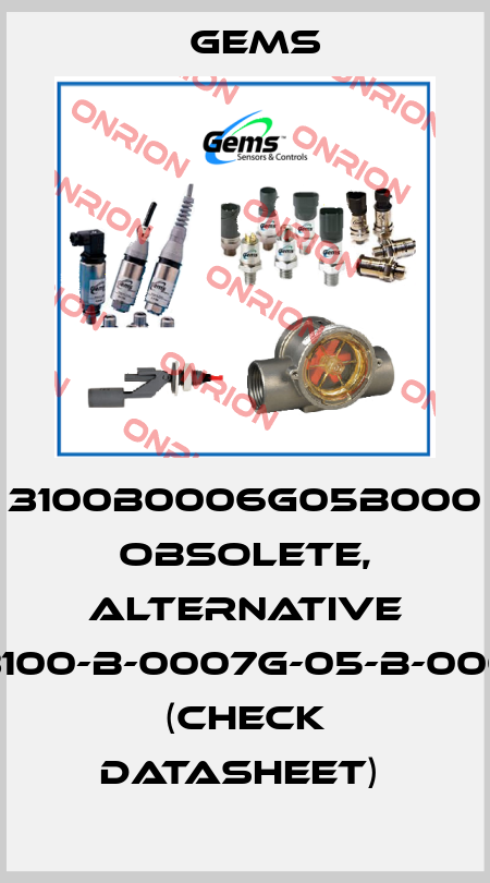 3100B0006G05B000 obsolete, alternative 3100-B-0007G-05-B-000 (check datasheet)  Gems