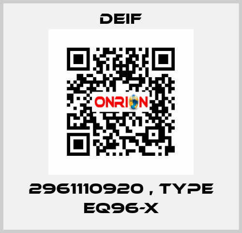 2961110920 , type EQ96-X Deif