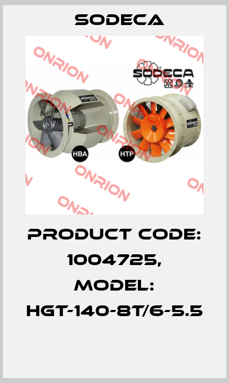 Product Code: 1004725, Model: HGT-140-8T/6-5.5  Sodeca
