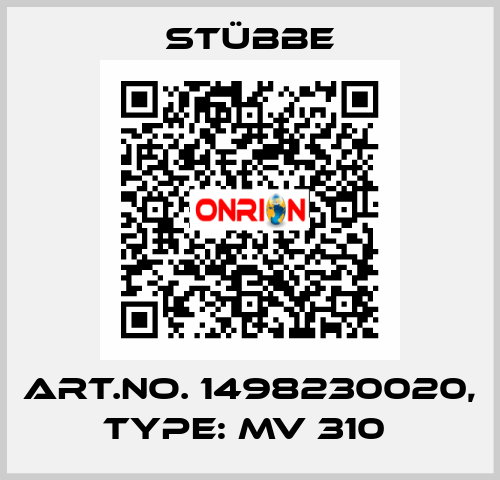 Art.No. 1498230020, Type: MV 310  Stübbe