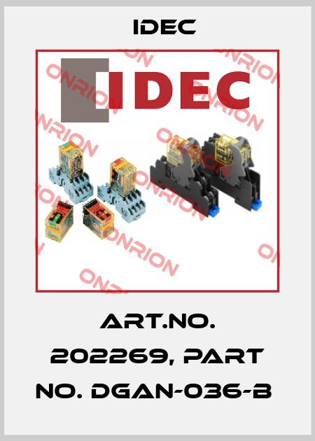 Art.No. 202269, Part No. DGAN-036-B  Idec
