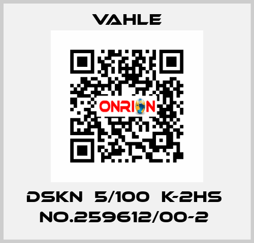 DSKN  5/100  K-2HS  NO.259612/00-2  Vahle