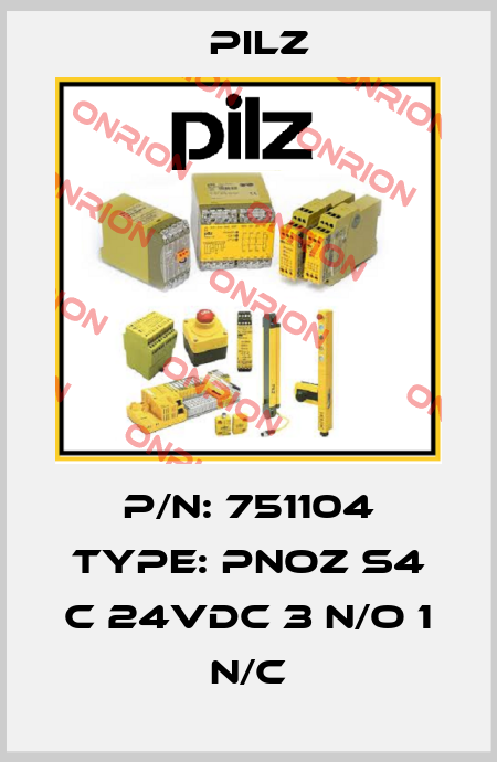 P/N: 751104 Type: PNOZ s4 C 24VDC 3 n/o 1 n/c Pilz