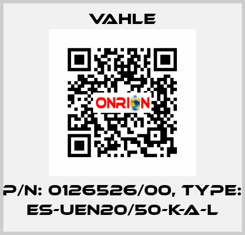 P/n: 0126526/00, Type: ES-UEN20/50-K-A-L Vahle