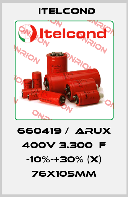 660419 /  ARUX 400V 3.300µF -10%-+30% (X) 76x105mm Itelcond
