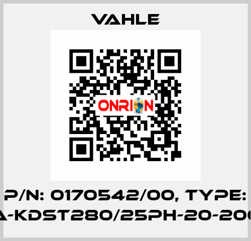 P/n: 0170542/00, Type: SA-KDST280/25PH-20-2000 Vahle