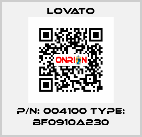 P/N: 004100 Type: BF0910A230 Lovato