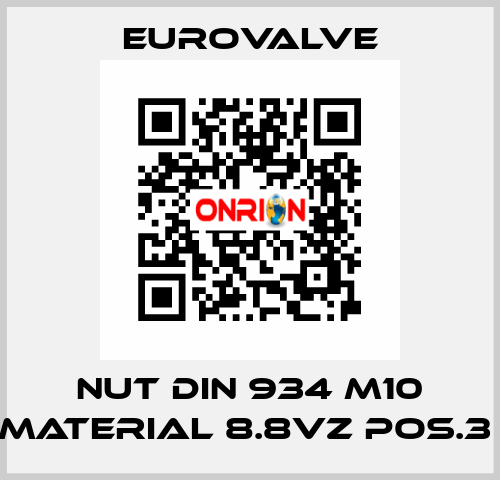 NUT DIN 934 M10 MATERIAL 8.8VZ POS.3  Eurovalve