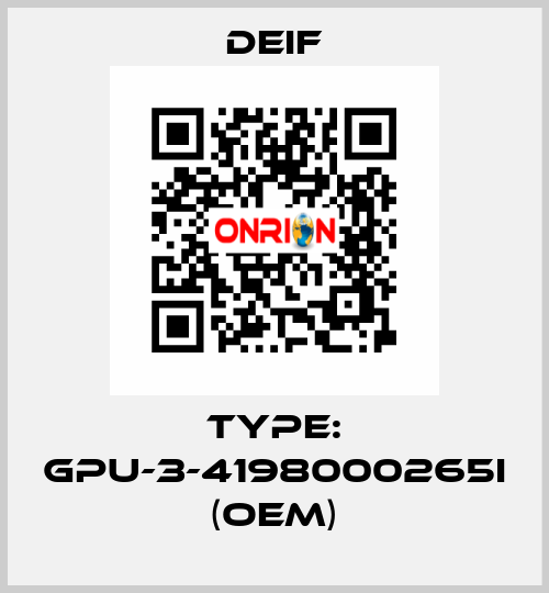 Type: GPU-3-4198000265I (OEM) Deif