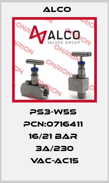 PS3-W5S  PCN:0716411  16/21 BAR  3A/230 VAC-AC15 Alco