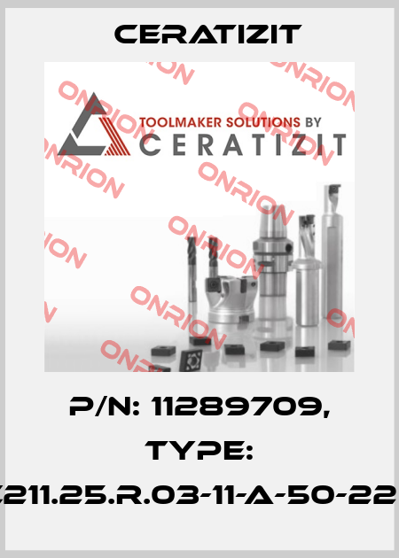 P/N: 11289709, Type: C211.25.R.03-11-A-50-225 Ceratizit