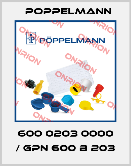600 0203 0000 / GPN 600 B 203 Poppelmann