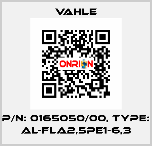 P/n: 0165050/00, Type: AL-FLA2,5PE1-6,3 Vahle