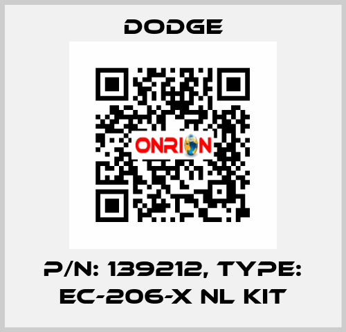 p/n: 139212, Type: EC-206-X NL KIT Dodge