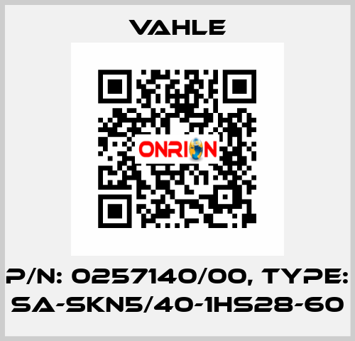 P/n: 0257140/00, Type: SA-SKN5/40-1HS28-60 Vahle