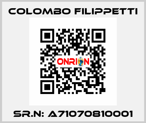 Sr.N: A71070810001 Colombo Filippetti