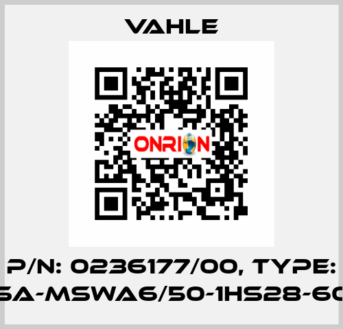 P/n: 0236177/00, Type: SA-MSWA6/50-1HS28-60 Vahle