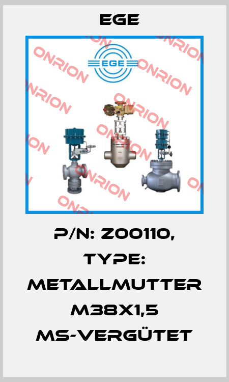 p/n: Z00110, Type: Metallmutter M38x1,5 MS-vergütet Ege