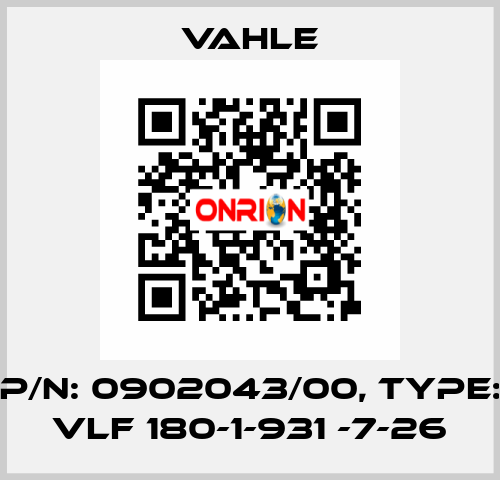 P/N: 0902043/00, Type: VLF 180-1-931 -7-26 Vahle