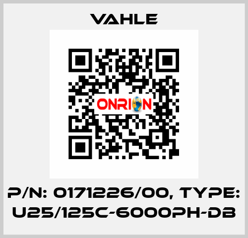 P/n: 0171226/00, Type: U25/125C-6000PH-DB Vahle