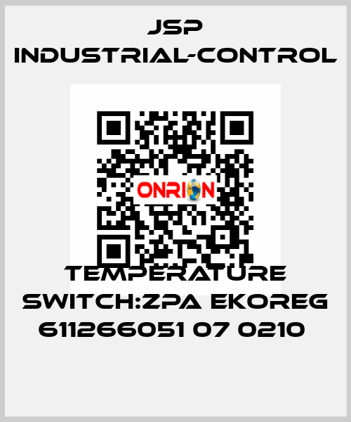 TEMPERATURE SWITCH:ZPA EKOREG 611266051 07 0210  JSP Industrial-Control