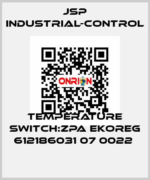 TEMPERATURE SWITCH:ZPA EKOREG 612186031 07 0022  JSP Industrial-Control