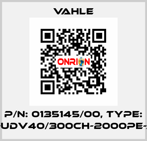 P/n: 0135145/00, Type: DT-UDV40/300CH-2000PE-AA Vahle