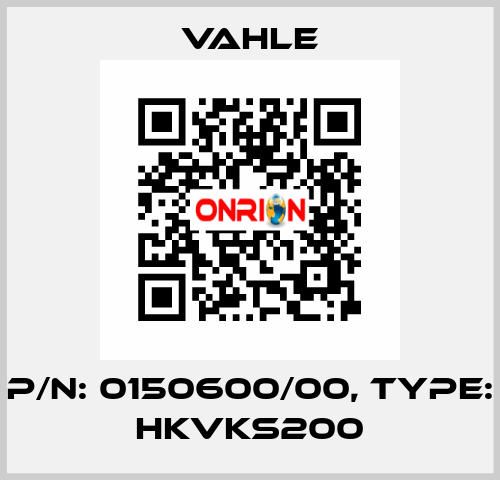 P/n: 0150600/00, Type: HKVKS200 Vahle