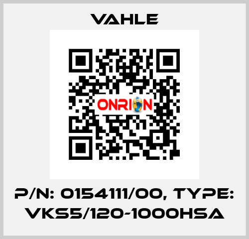 P/n: 0154111/00, Type: VKS5/120-1000HSA Vahle