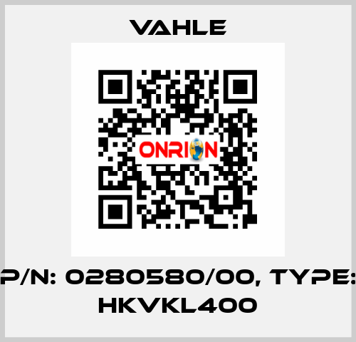 P/n: 0280580/00, Type: HKVKL400 Vahle