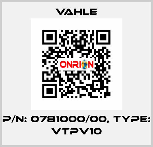 P/n: 0781000/00, Type: VTPV10 Vahle