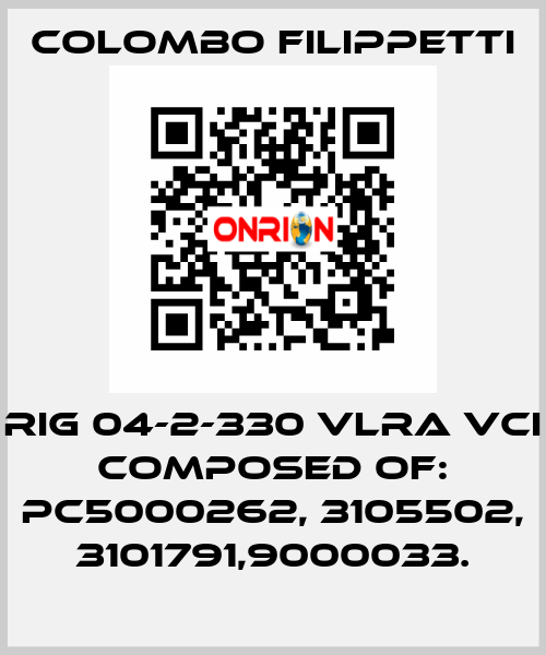 RIG 04-2-330 VLRA VCI composed of: PC5000262, 3105502, 3101791,9000033. Colombo Filippetti