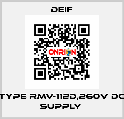 TYPE RMV-112D,260V DC SUPPLY  Deif