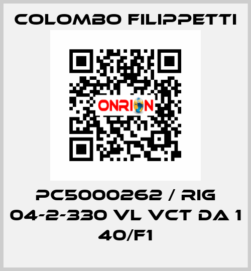 PC5000262 / RIG 04-2-330 VL VCT DA 1 40/F1 Colombo Filippetti