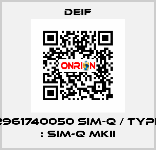 2961740050 SIM-Q / Type : SIM-Q MKII Deif
