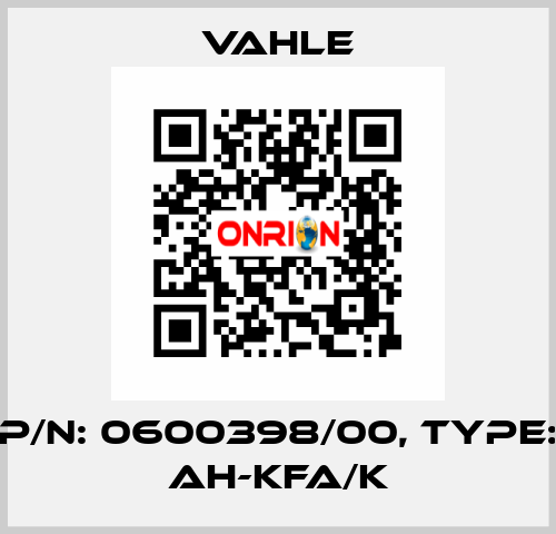 P/n: 0600398/00, Type: AH-KFA/K Vahle