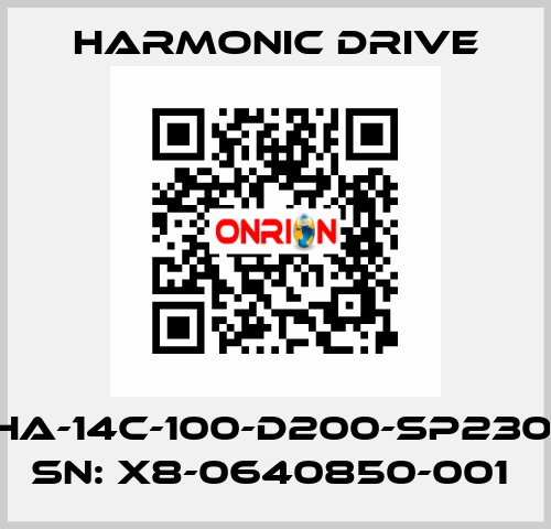 FHA-14C-100-D200-SP230V SN: X8-0640850-001  Harmonic Drive